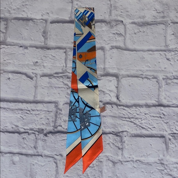 Hermes Blue and orange cashmere Scarf - Picture 2 of 5